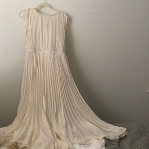 Anthropologie ivory pleated maxi